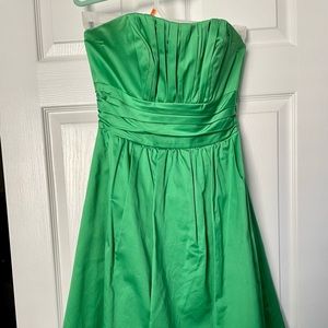 Cotton Sateen Short Strapless Ruched Dress